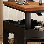 Chariot de rangement roulant pliable en bois réglable avec plateau de table