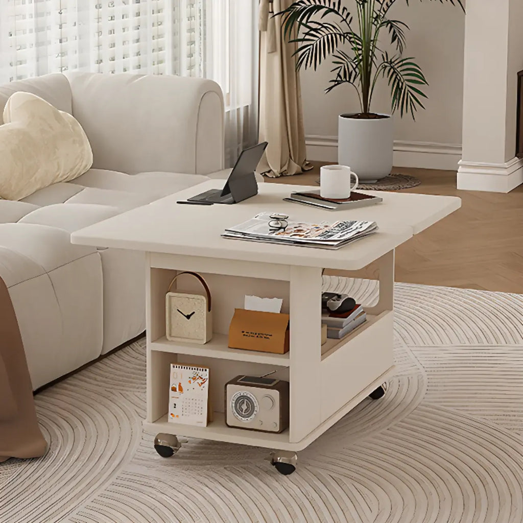Chariot de rangement roulant pliable en bois réglable avec plateau de table