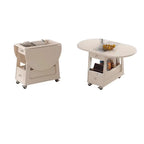 Chariot de rangement roulant pliable en bois réglable avec plateau de table