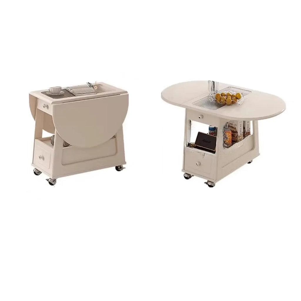 Chariot de rangement roulant pliable en bois réglable avec plateau de table