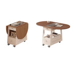 Chariot de rangement roulant pliable en bois réglable avec plateau de table