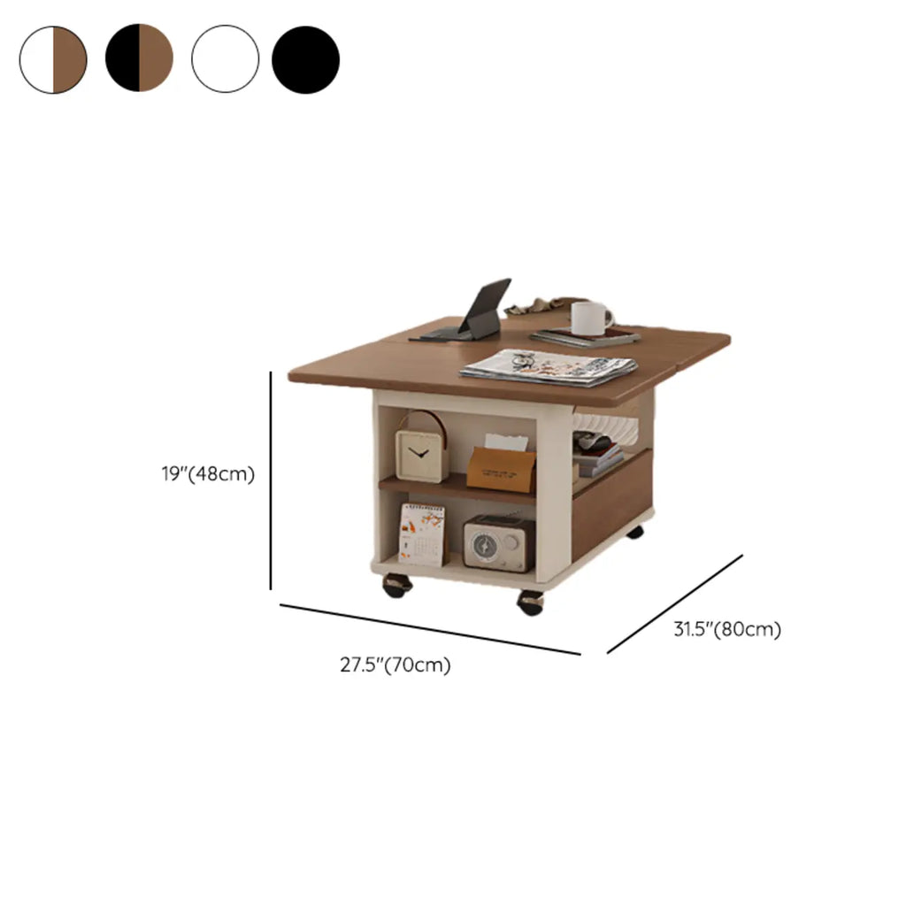 Chariot de rangement roulant pliable en bois réglable avec plateau de table