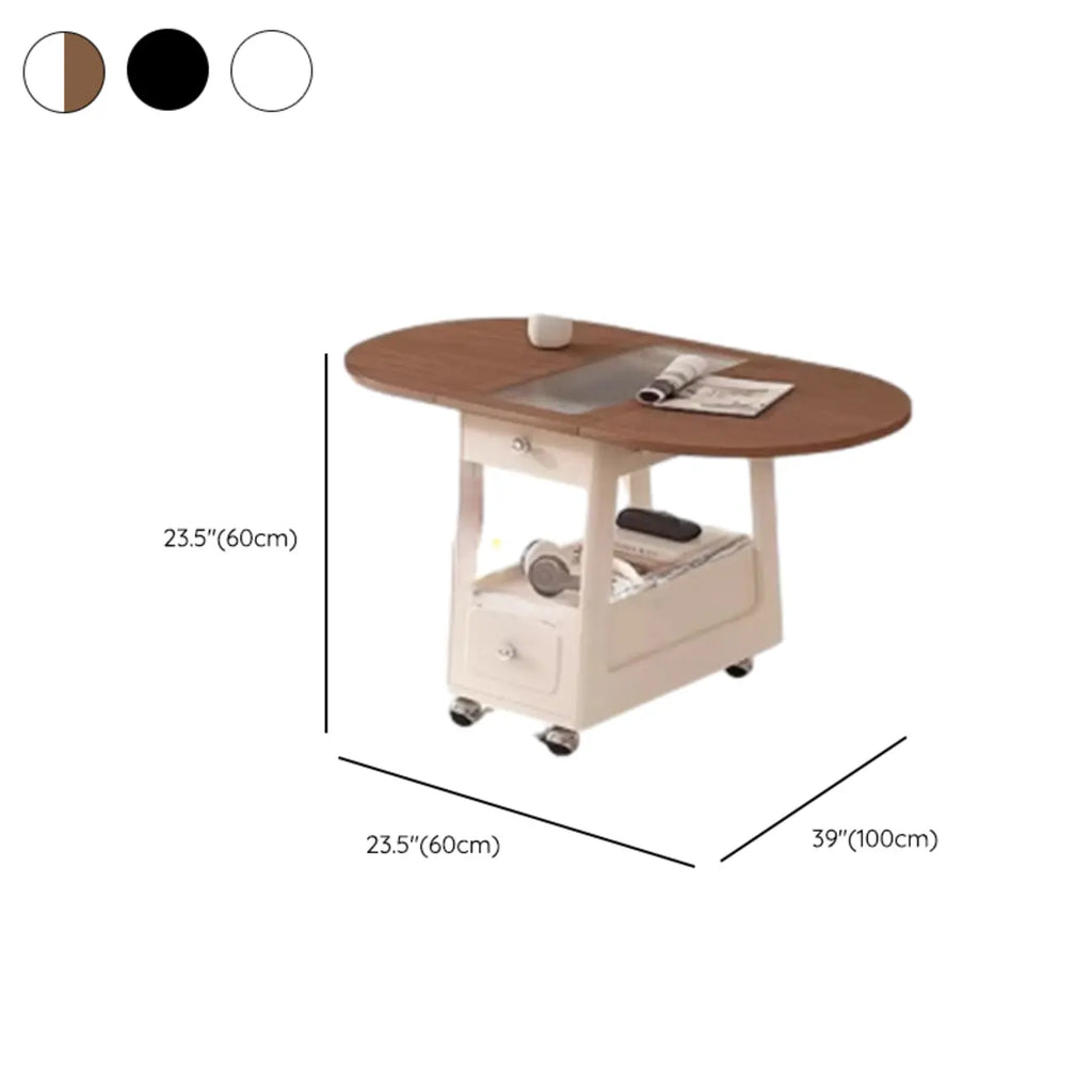 Chariot de rangement roulant pliable en bois réglable avec plateau de table