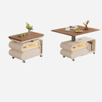 Tavolino moderno in legno con ruote e piano regolabile