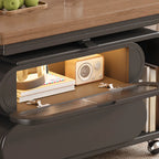 Tavolino moderno in legno con ruote e piano regolabile