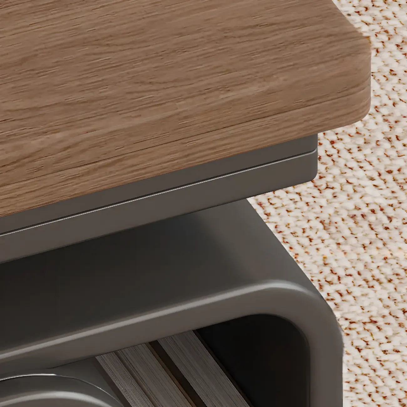 Tavolino moderno in legno con ruote e piano regolabile