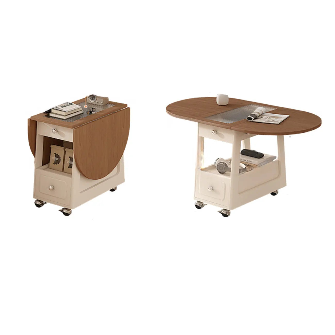 Tavolino moderno in legno con ruote e piano regolabile