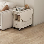 Petite table d'appoint pliable en bois blanc moderne à roulettes