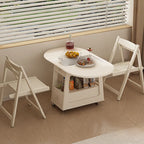 Petite table d'appoint pliable en bois blanc moderne à roulettes