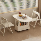 Petite table d'appoint pliable en bois blanc moderne à roulettes