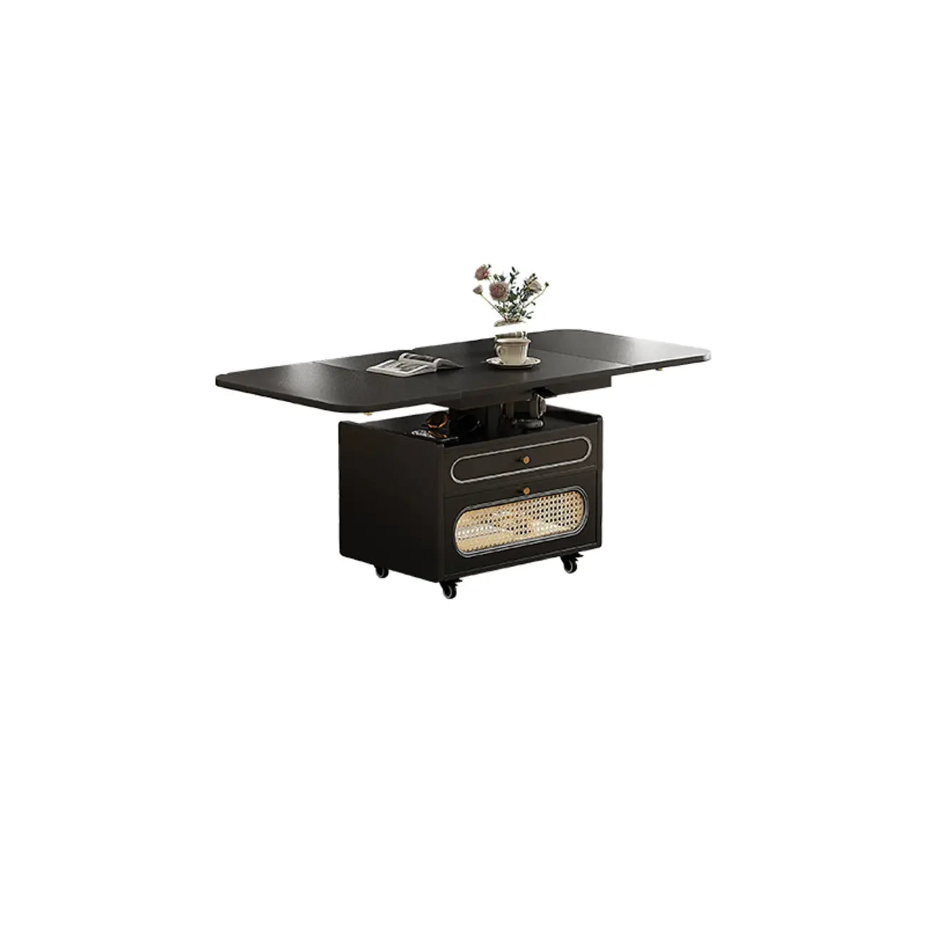 Petite table d'appoint pliable en bois blanc moderne à roulettes