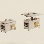 Petite table d'appoint pliable en bois blanc moderne à roulettes
