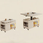 Petite table d'appoint pliable en bois blanc moderne à roulettes