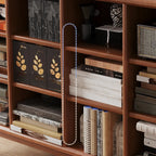 Bibliothèque horizontale en bois brun à fond fermé, style milieu du siècle