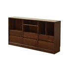 Bibliothèque horizontale en bois brun à fond fermé, style milieu du siècle