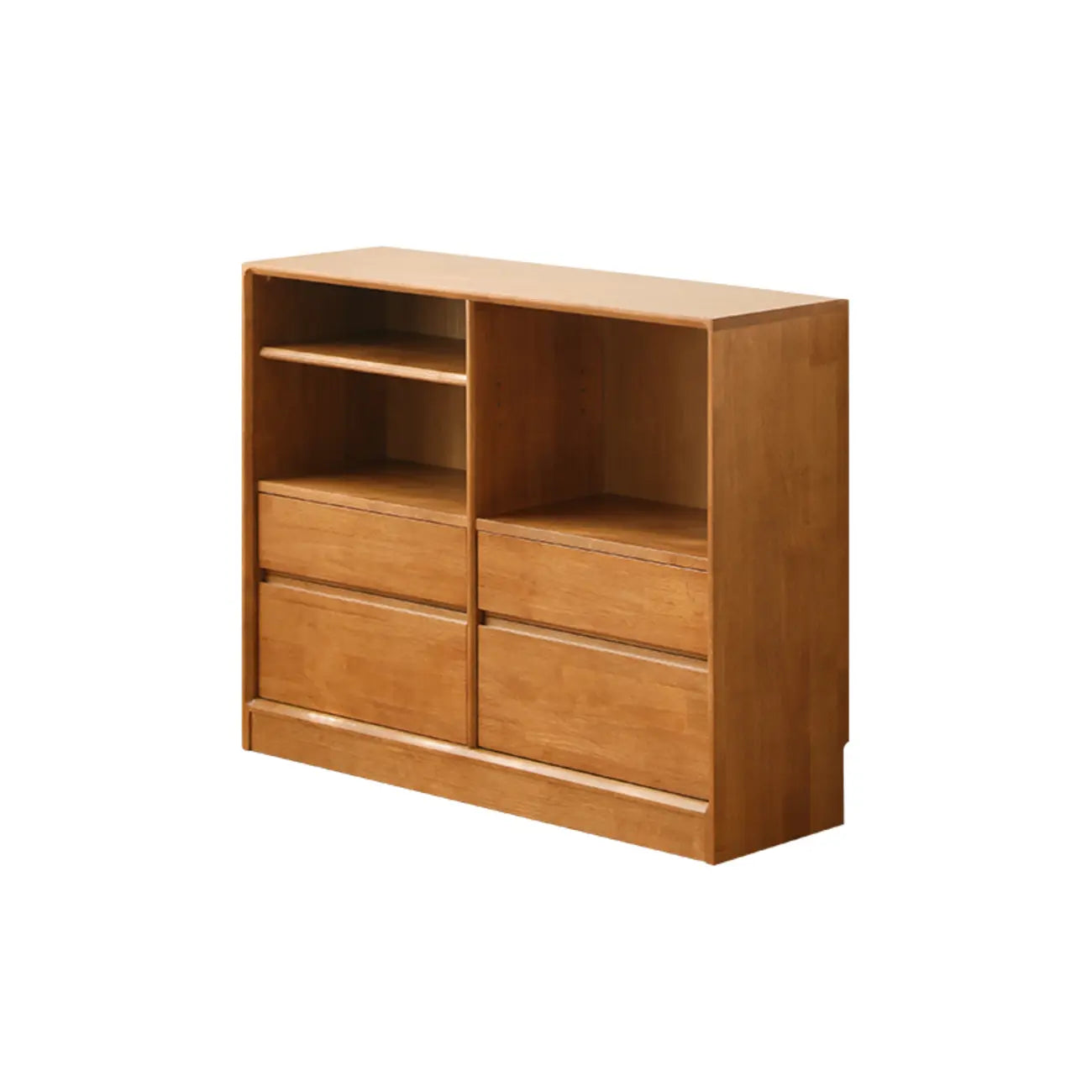 Bibliothèque horizontale en bois brun à fond fermé, style milieu du siècle