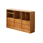 Bibliothèque horizontale en bois brun à fond fermé, style milieu du siècle