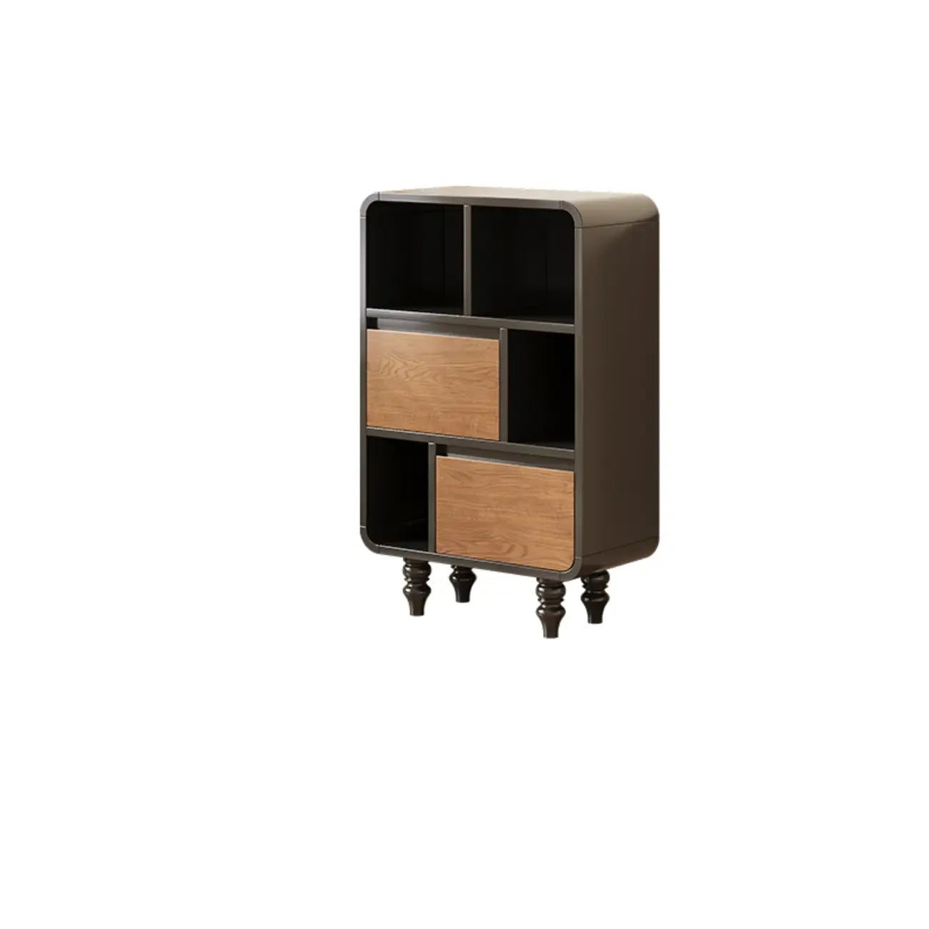 Petite étagère minimaliste en bois noir avec tiroir