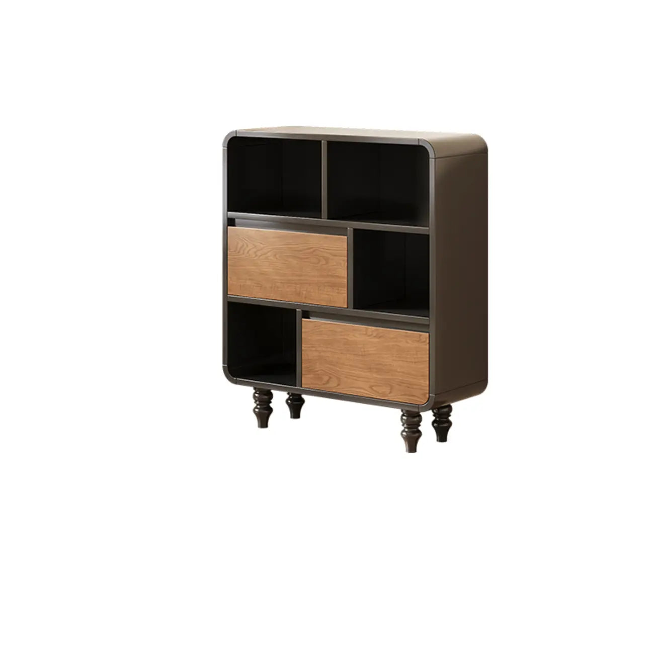 Petite étagère minimaliste en bois noir avec tiroir