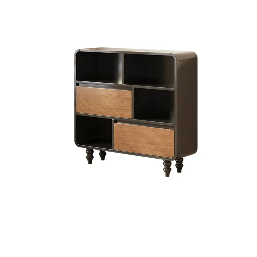 Petite étagère minimaliste en bois noir avec tiroir