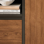 Petite étagère minimaliste en bois noir avec tiroir