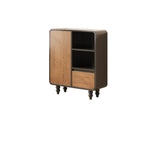 Petite étagère minimaliste en bois noir avec tiroir