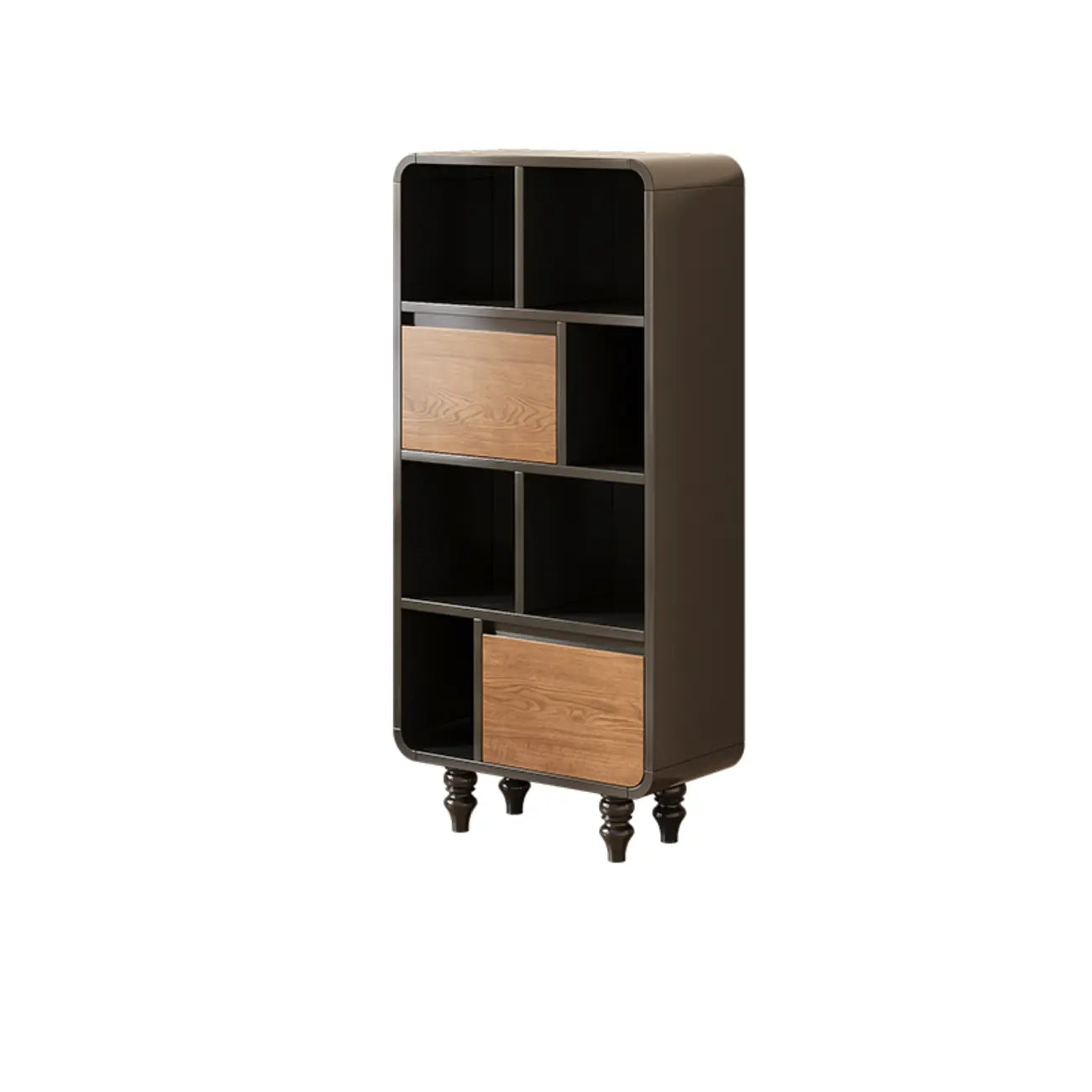 Petite étagère minimaliste en bois noir avec tiroir