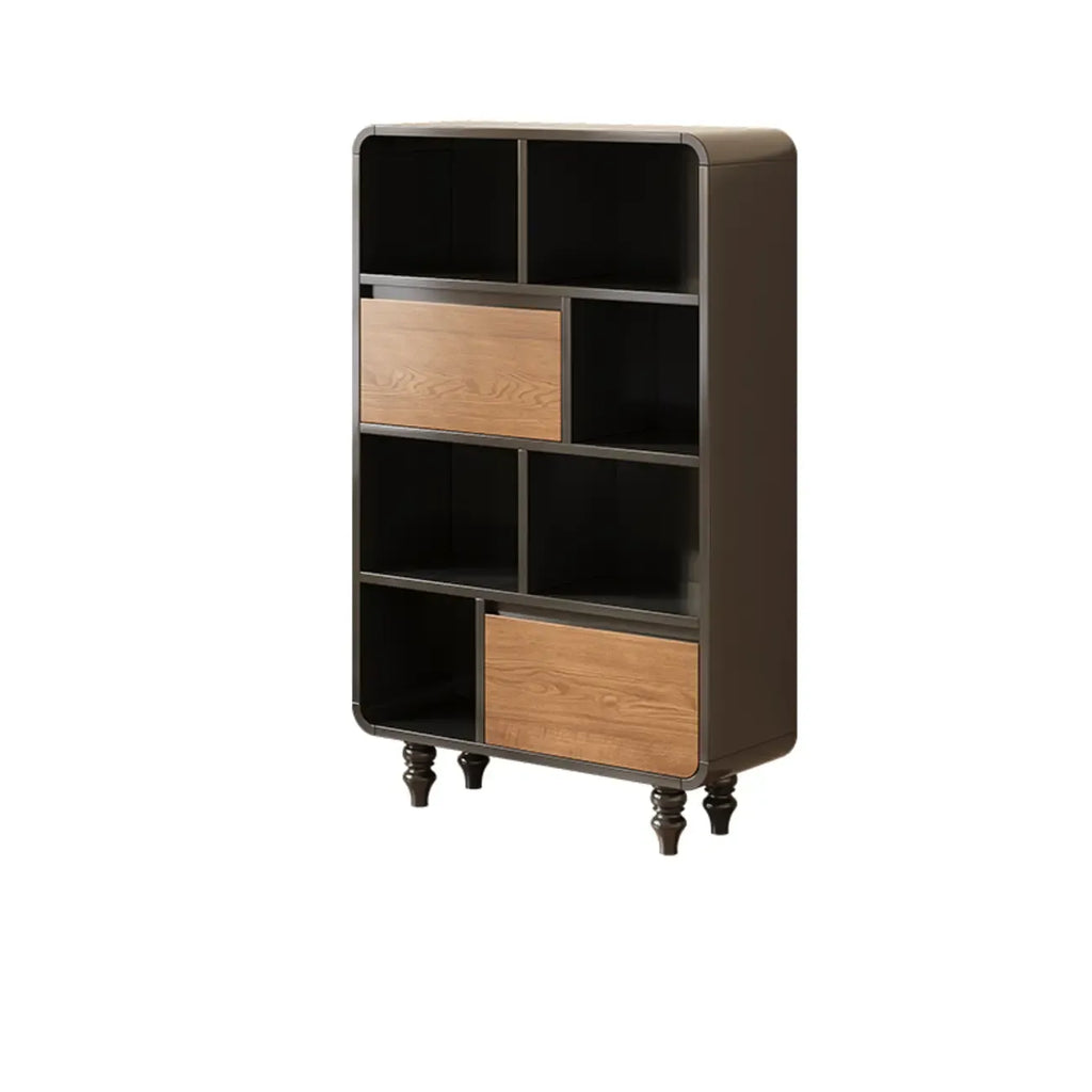 Petite étagère minimaliste en bois noir avec tiroir