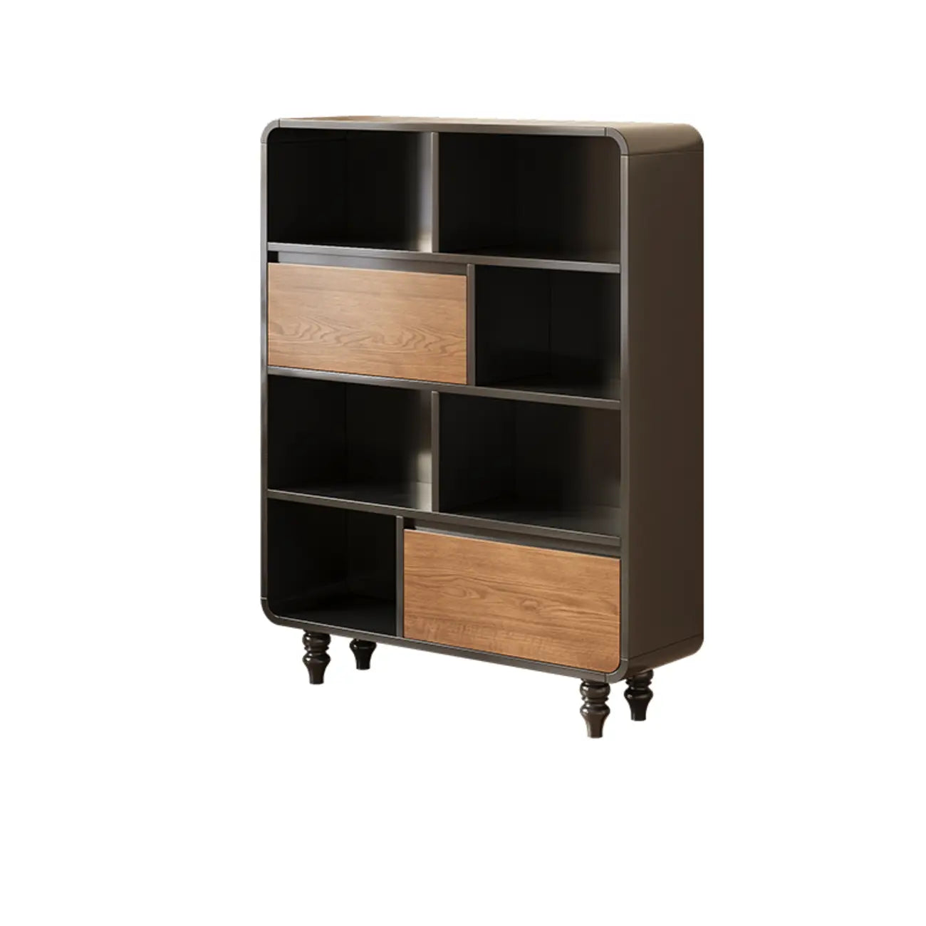Petite étagère minimaliste en bois noir avec tiroir