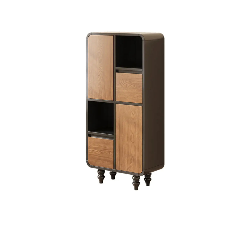 Petite étagère minimaliste en bois noir avec tiroir