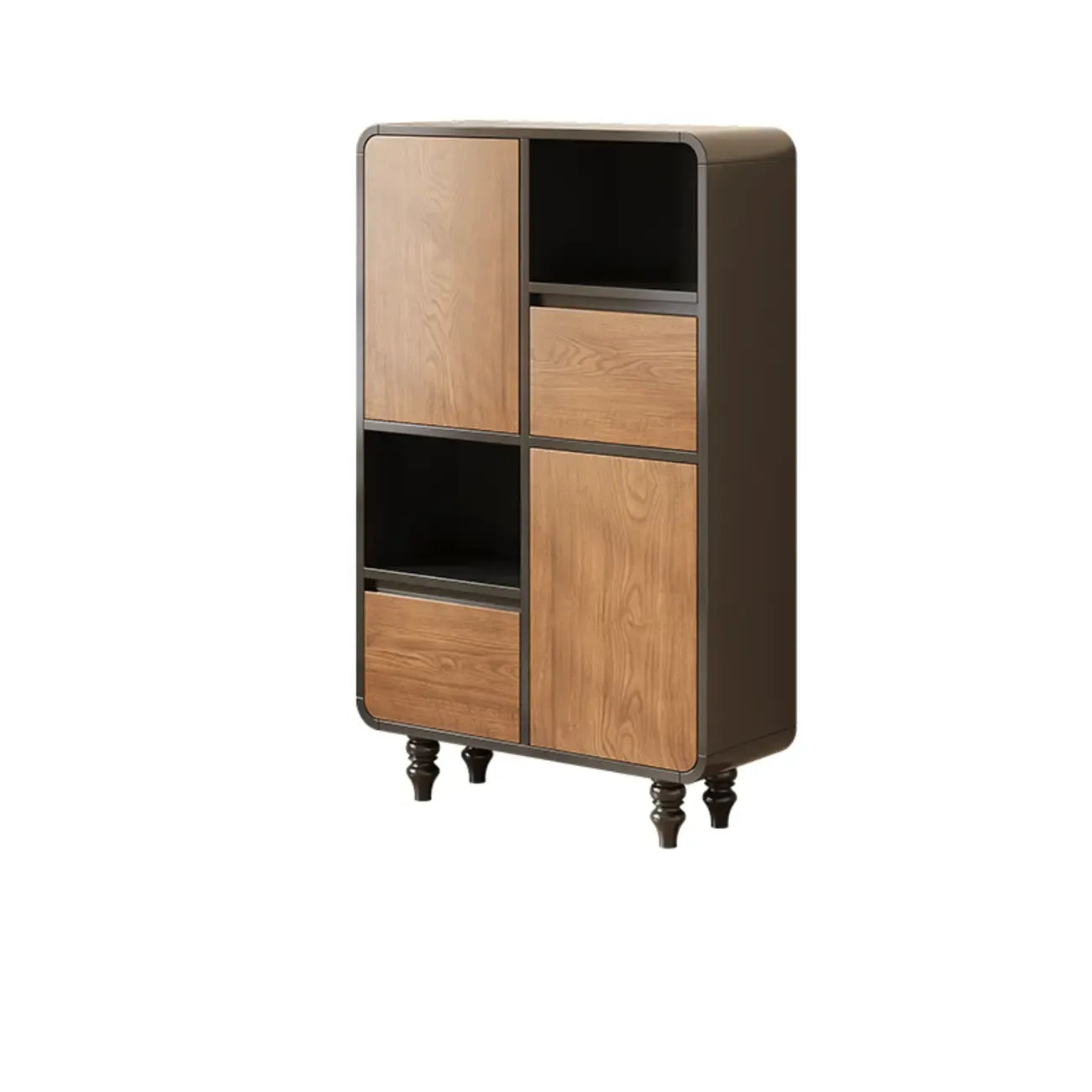 Petite étagère minimaliste en bois noir avec tiroir