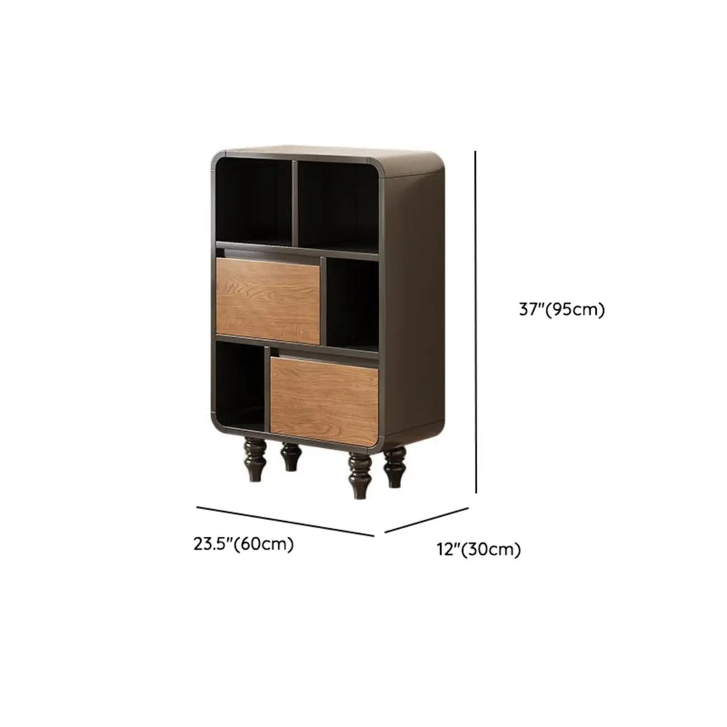 Petite étagère minimaliste en bois noir avec tiroir