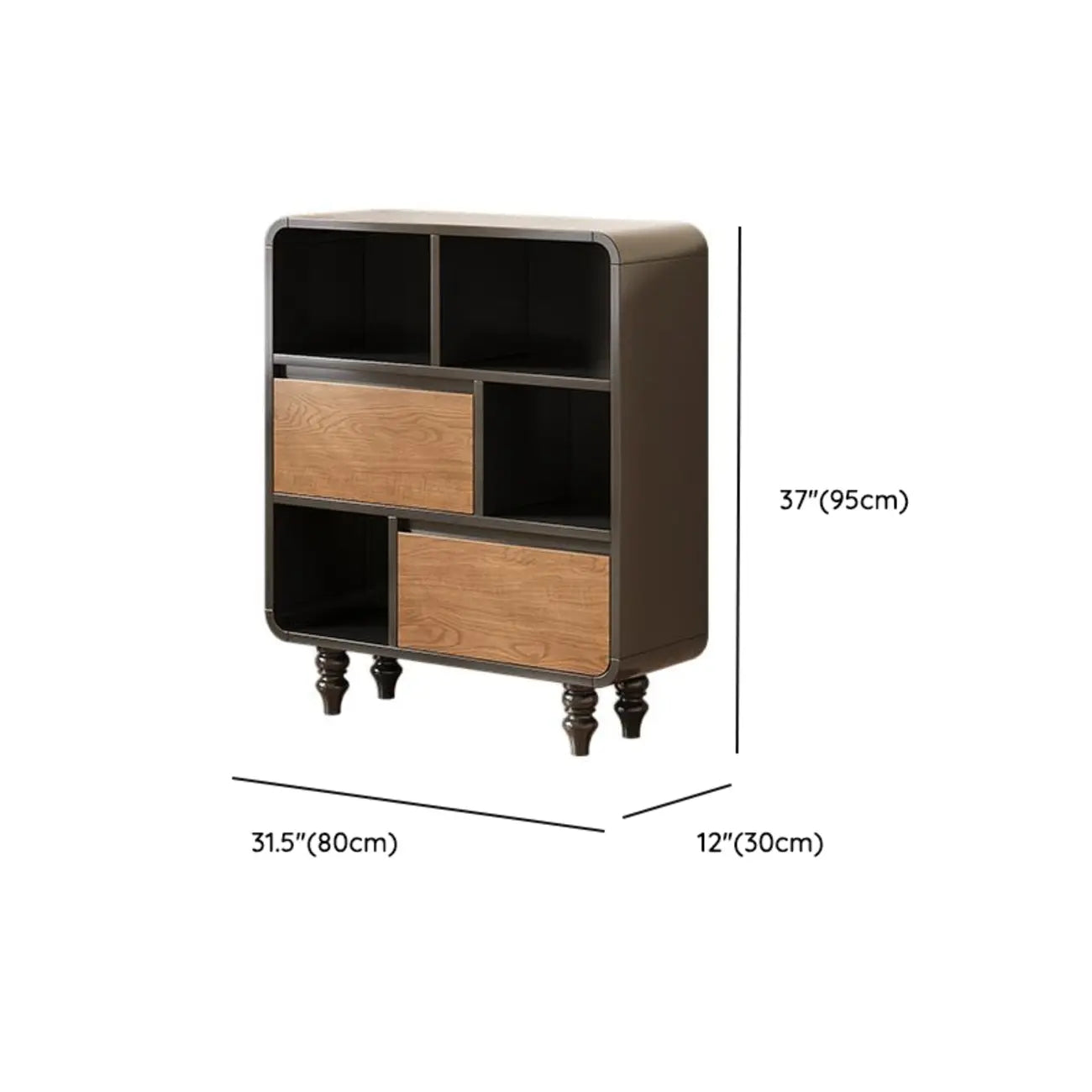 Petite étagère minimaliste en bois noir avec tiroir