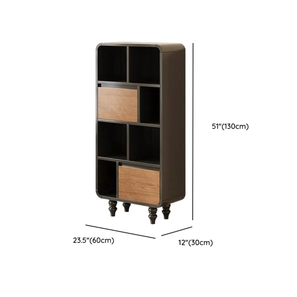 Petite étagère minimaliste en bois noir avec tiroir