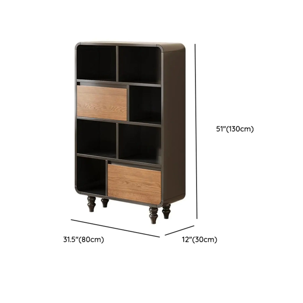 Petite étagère minimaliste en bois noir avec tiroir