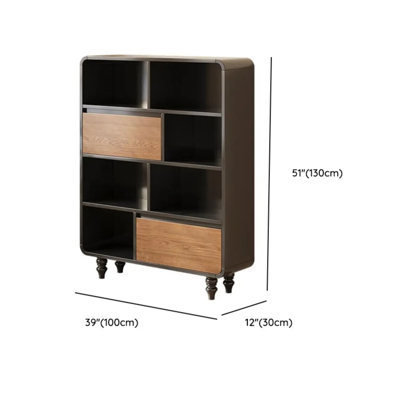 Petite étagère minimaliste en bois noir avec tiroir