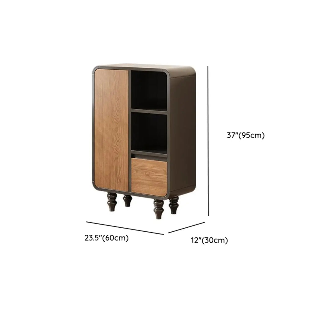 Petite étagère minimaliste en bois noir avec tiroir