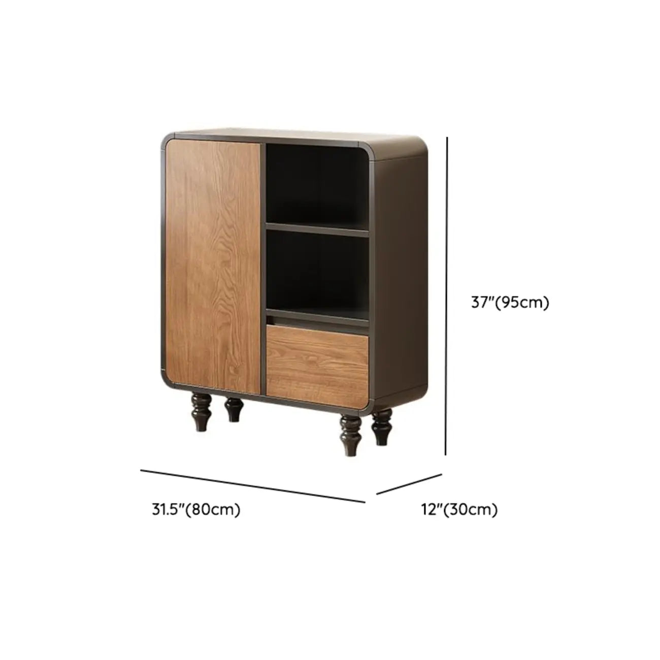 Petite étagère minimaliste en bois noir avec tiroir