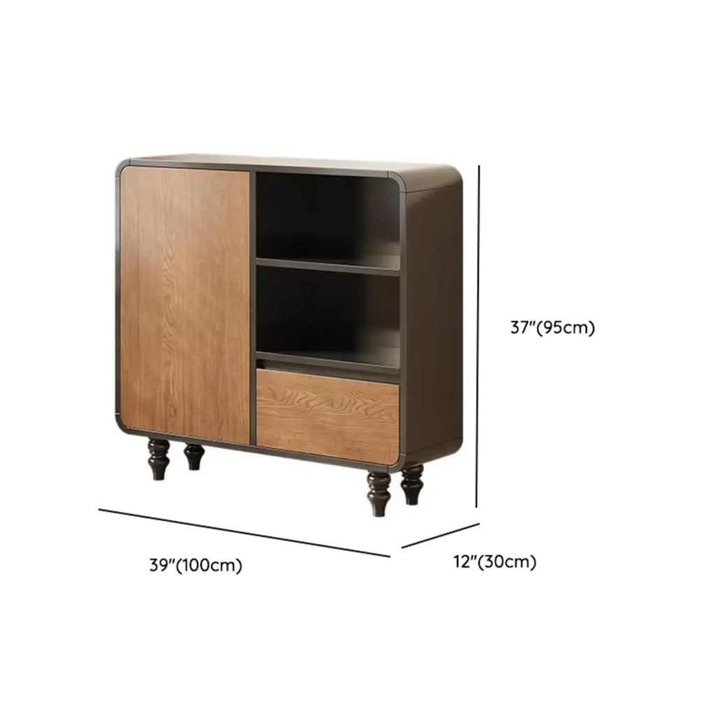 Petite étagère minimaliste en bois noir avec tiroir