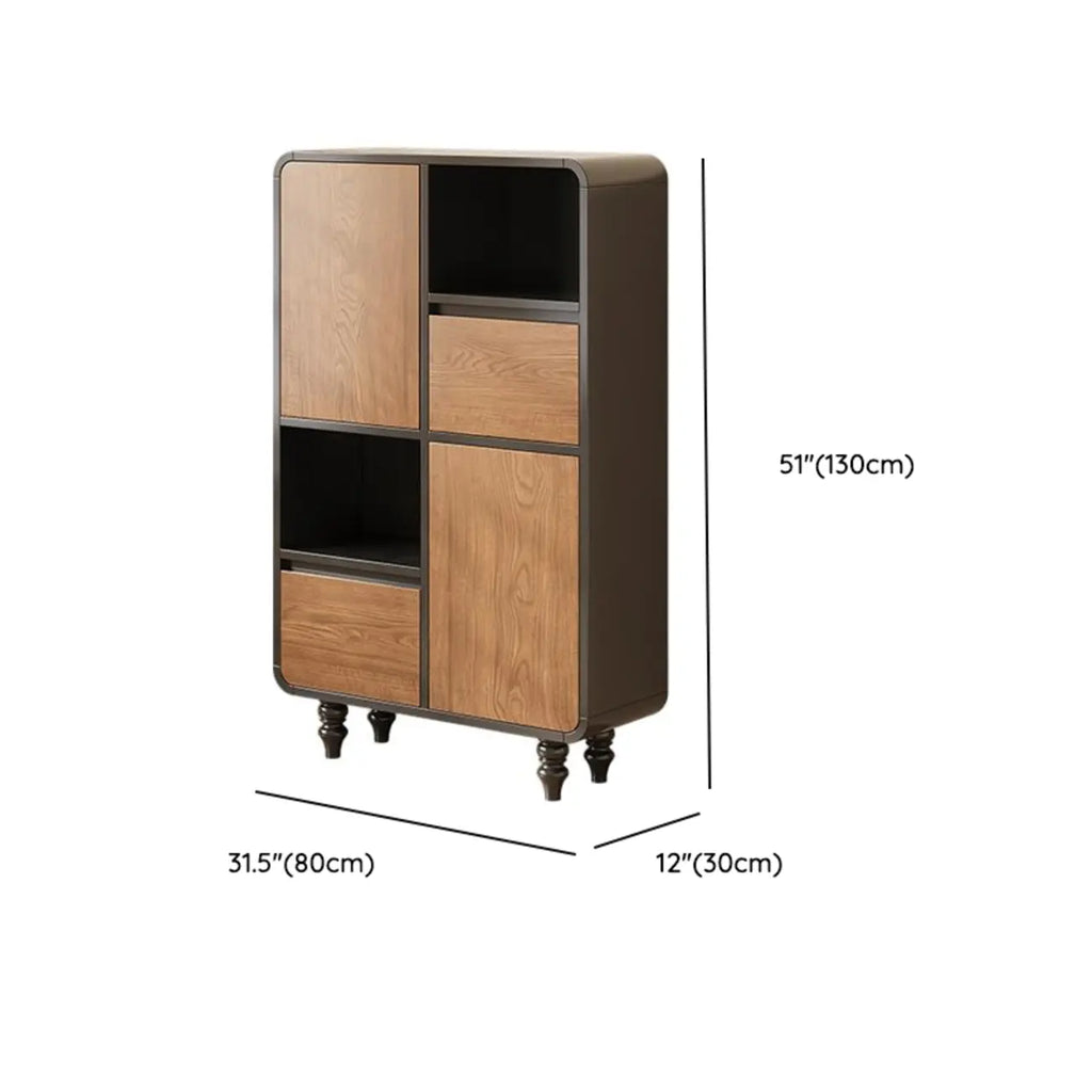 Petite étagère minimaliste en bois noir avec tiroir