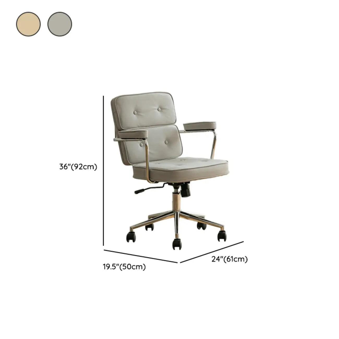 Fauteuil de bureau pivotant moderne en cuir avec accoudoirs