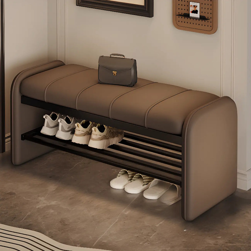 Banc de chambre moderne capitonné, couleur unie, avec rangement