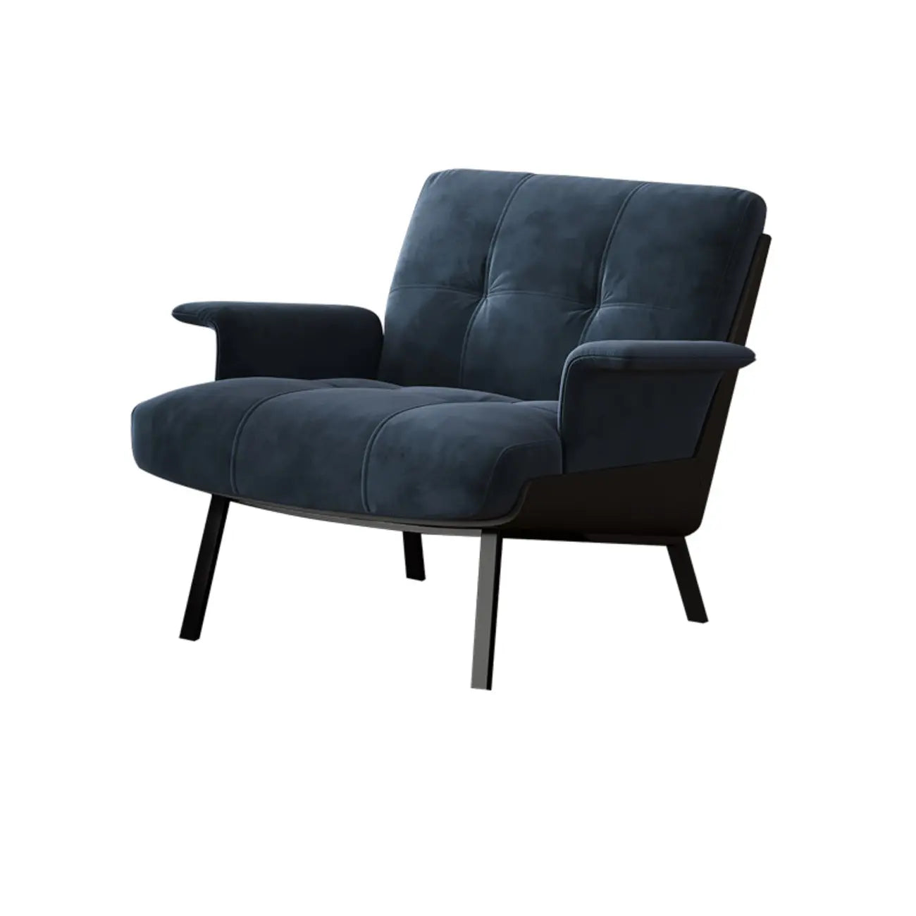 Poltrona Accent con braccioli, trapuntata in flanella, stile Art Déco