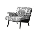 Poltrona Accent con braccioli, trapuntata in flanella, stile Art Déco