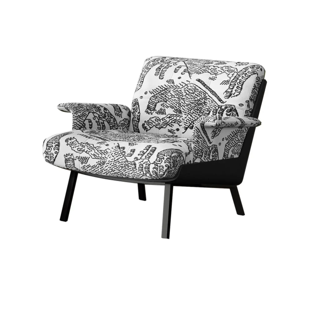 Poltrona Accent con braccioli, trapuntata in flanella, stile Art Déco
