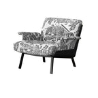 Poltrona Accent con braccioli, trapuntata in flanella, stile Art Déco