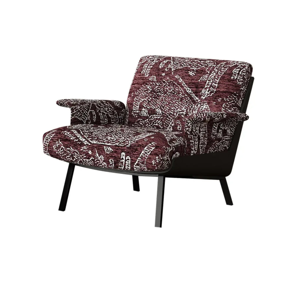 Poltrona Accent con braccioli, trapuntata in flanella, stile Art Déco