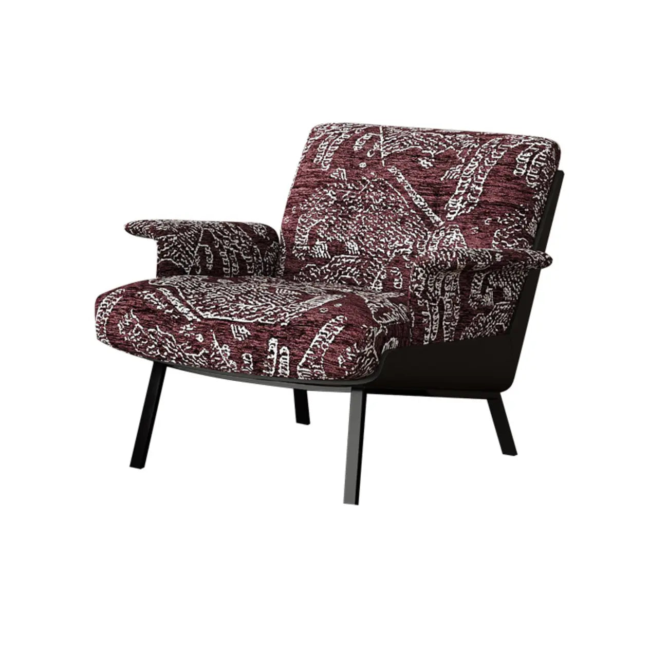 Poltrona Accent con braccioli, trapuntata in flanella, stile Art Déco
