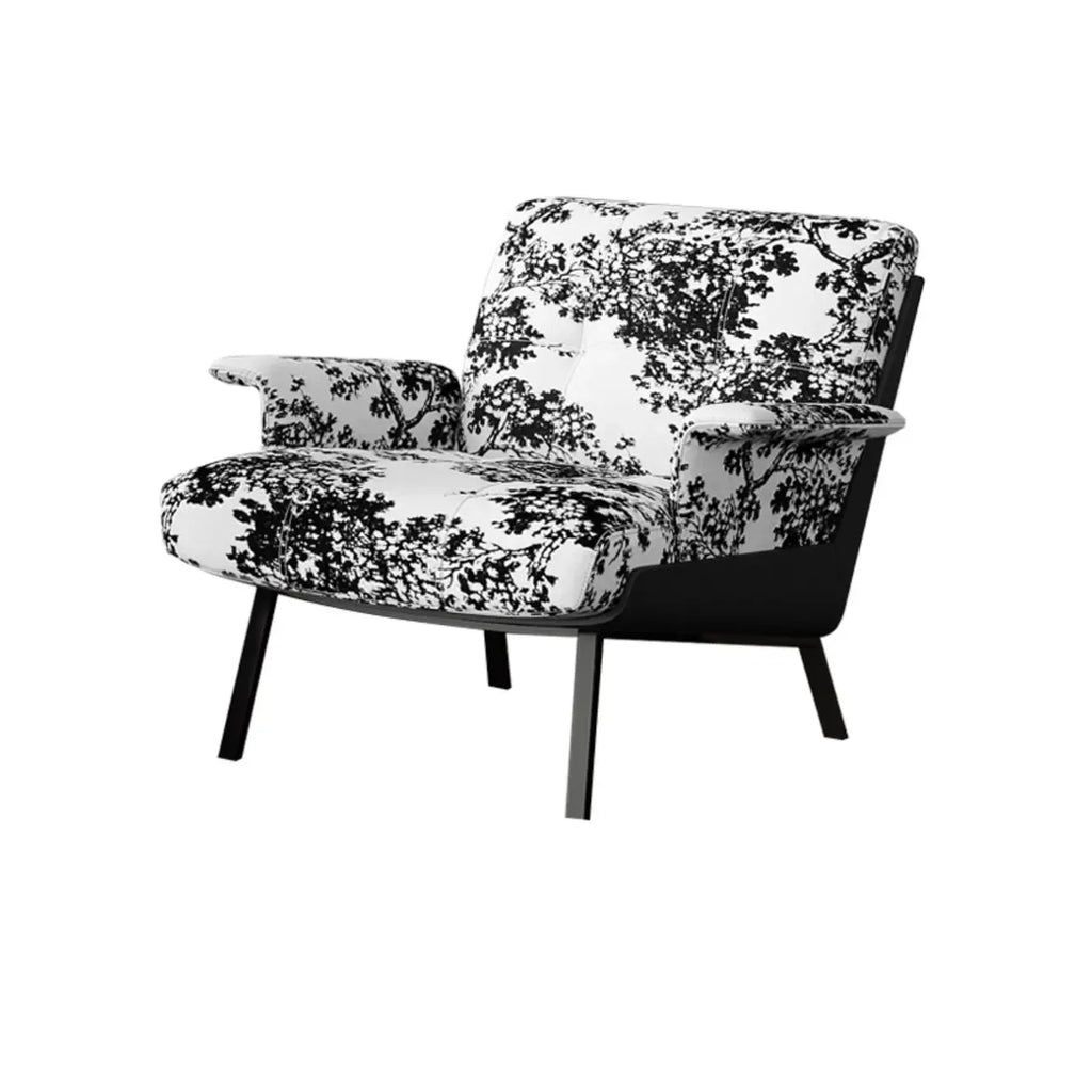 Poltrona Accent con braccioli, trapuntata in flanella, stile Art Déco