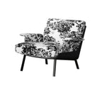 Poltrona Accent con braccioli, trapuntata in flanella, stile Art Déco